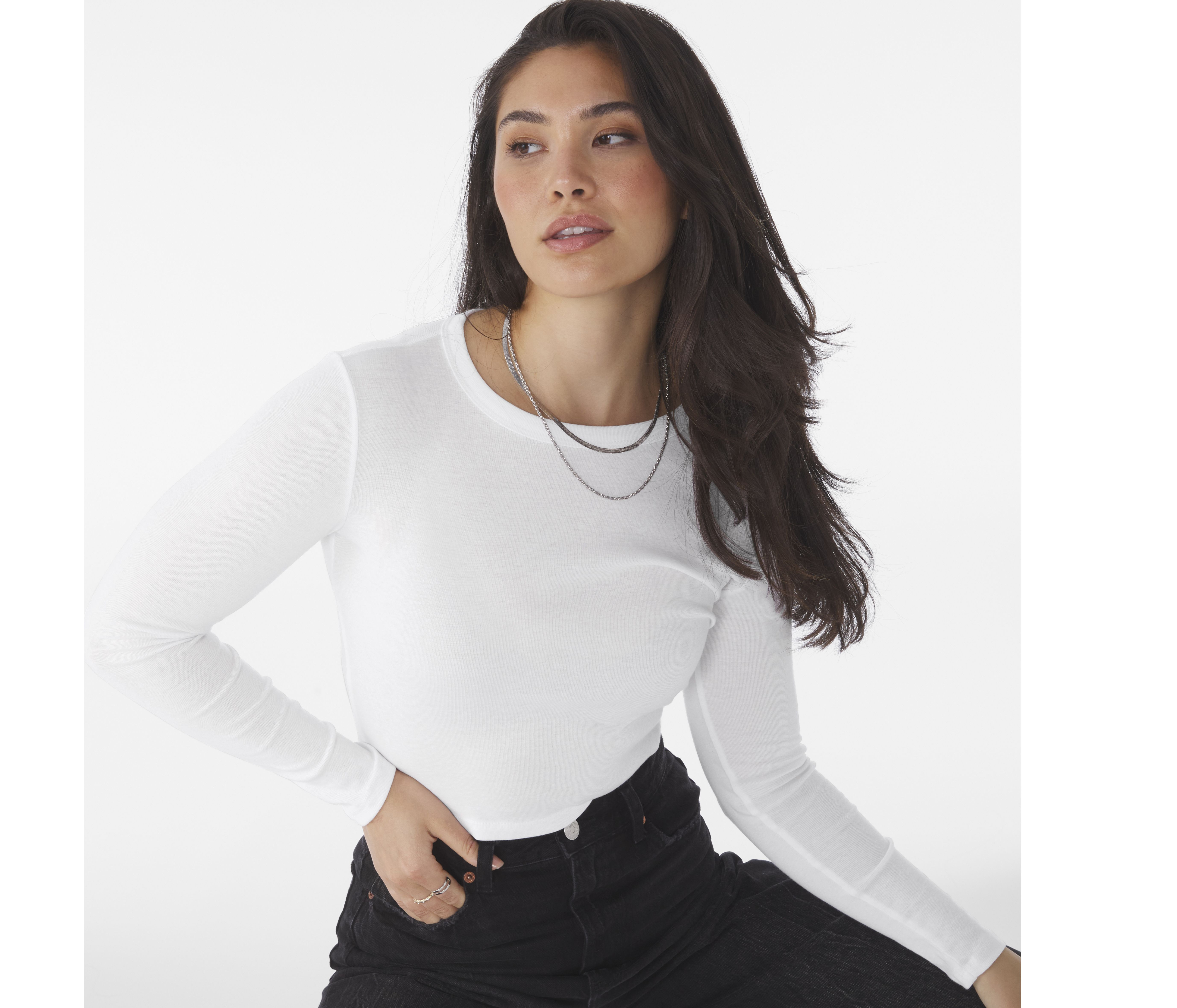 WOMEN'S MICRO RIB LONG SLEEVE BABY TEE
