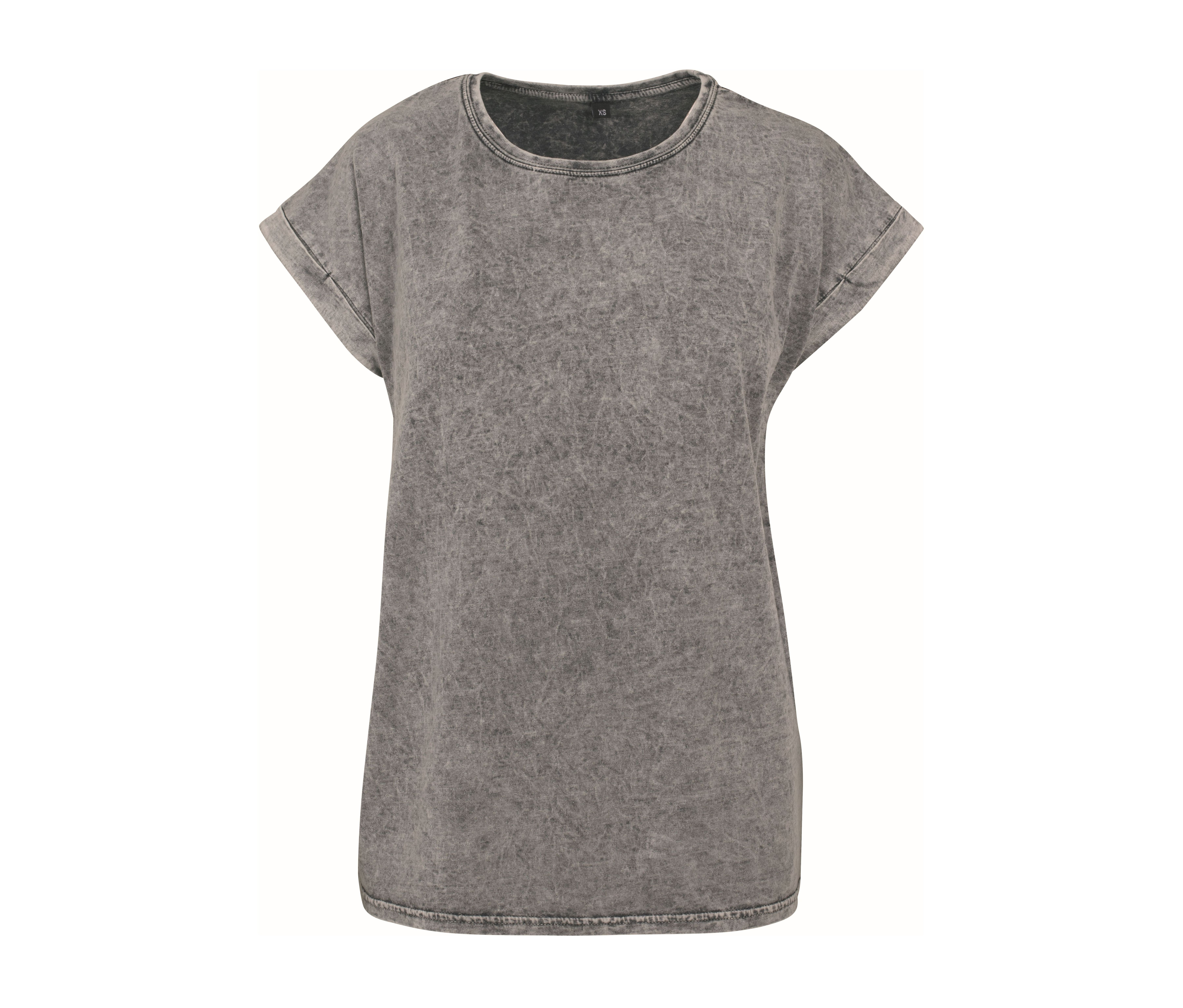 LADIES ACID WASHED EXTENDED SHOULDER TEE